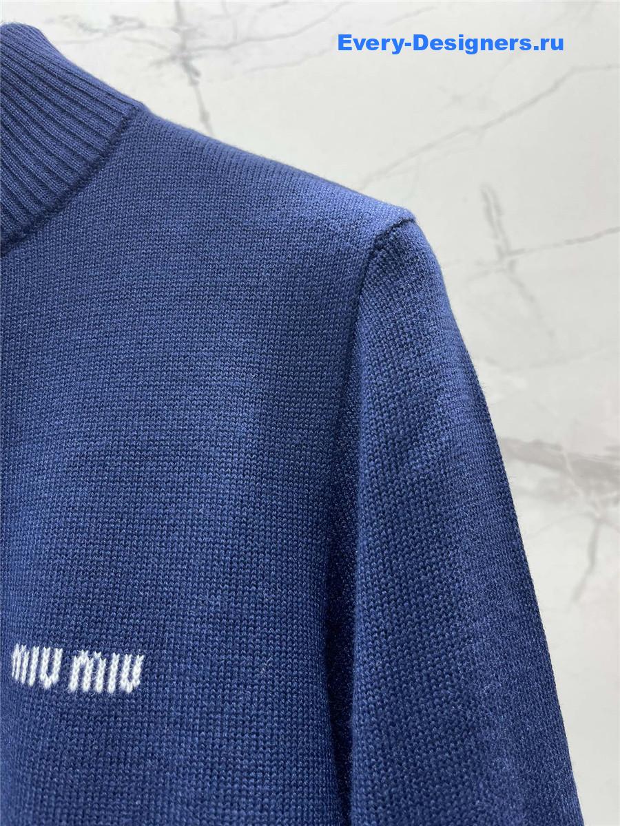 Miu Miu Navy Zip-Up Sweater