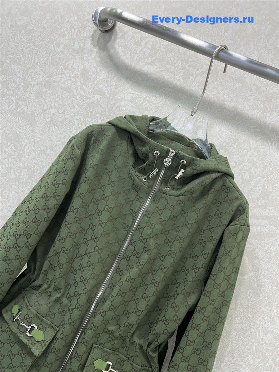 Gvc*1 gg green hooded jacquard jacket