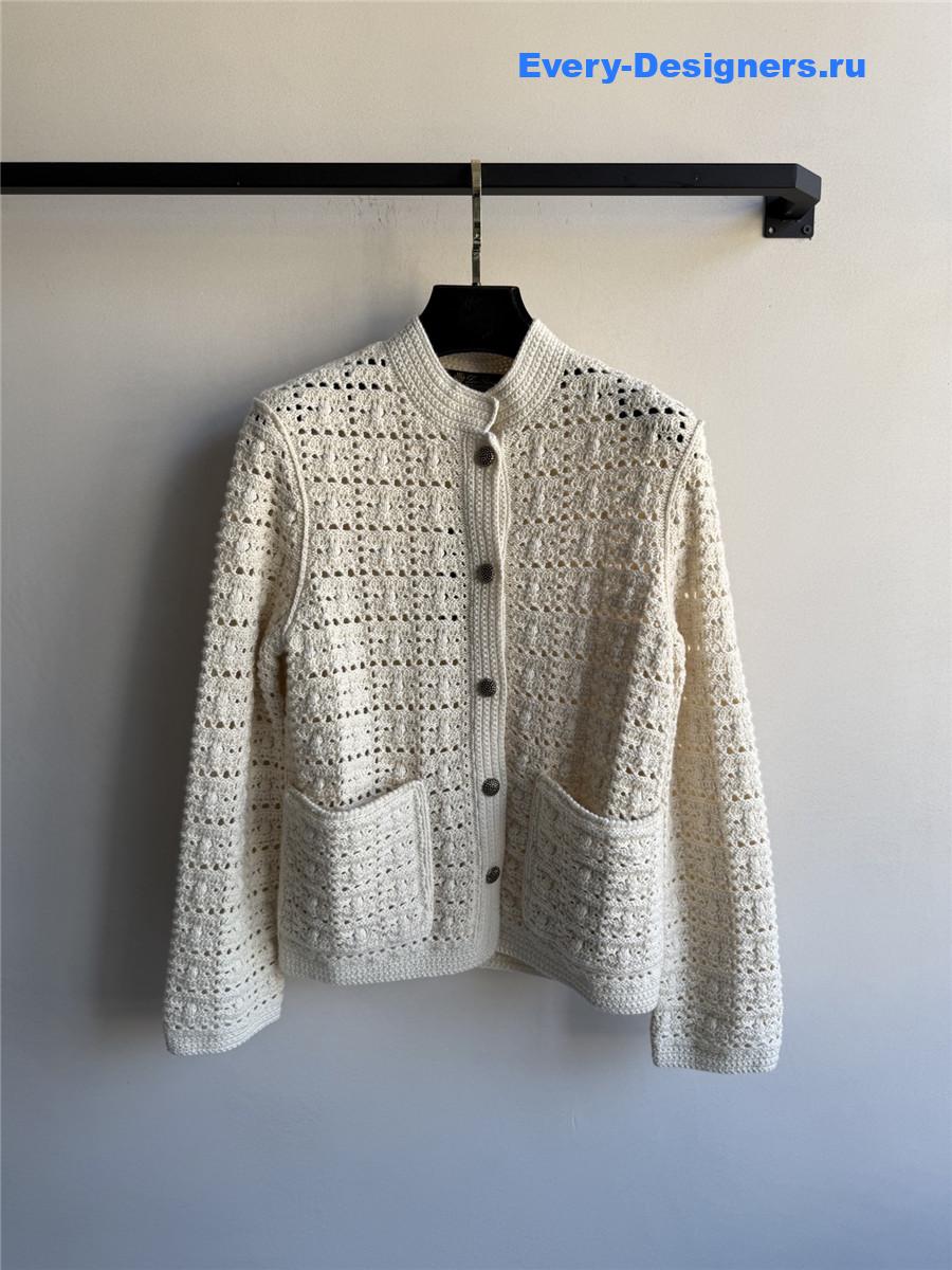 L0r0 P1ana hollow off-white yarn cardigan