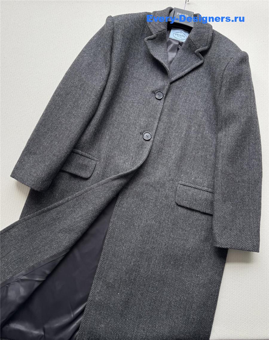 Pra*a single-breasted chevron wool jacket