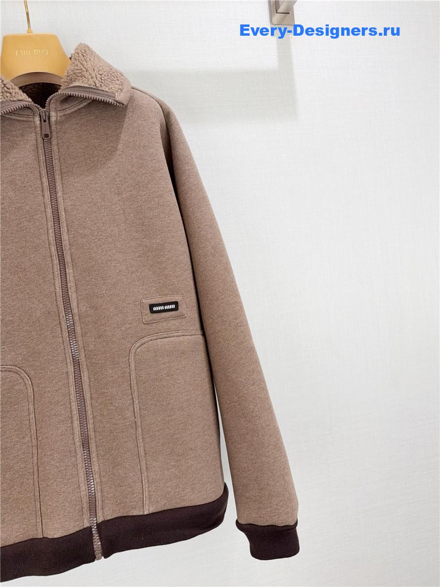 Miu Miu Neutrals Fleece Bomber Jacket