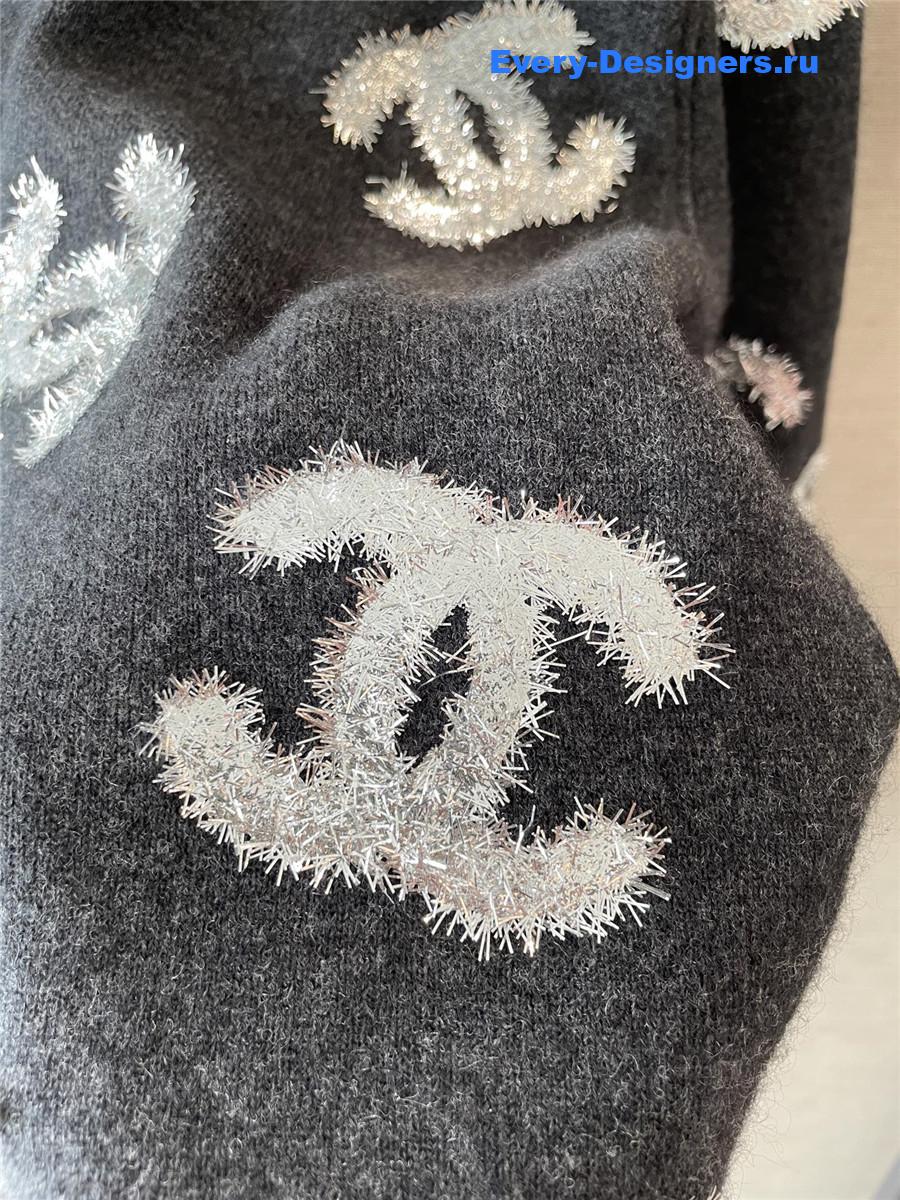 Ch**el sequin cc black cardigan