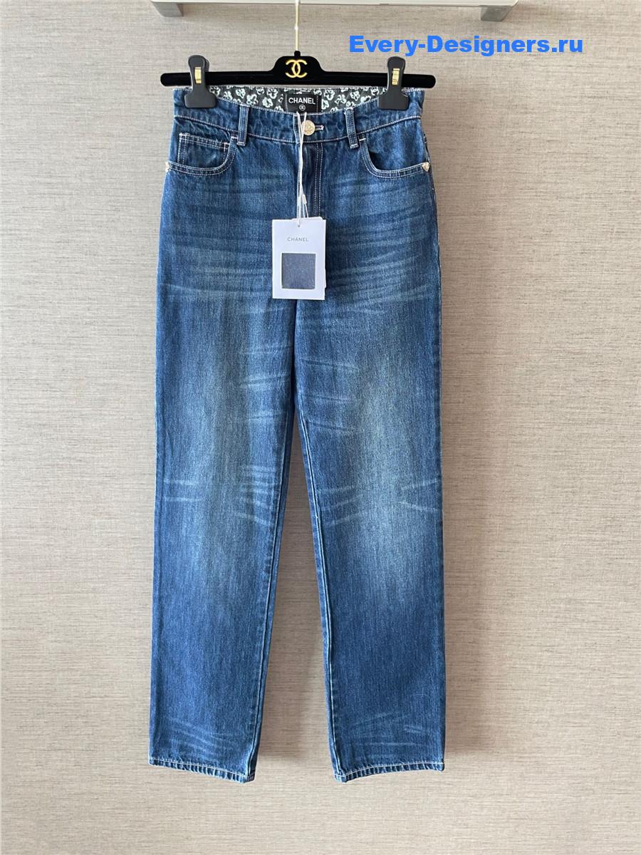 Ch**el blue washed straight jeans