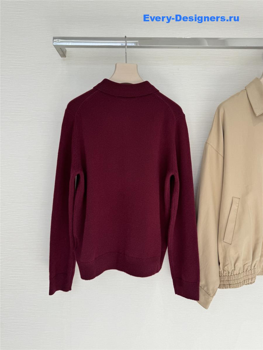 Miu Miu Amaranth Red/maize Yellow Cashmere Polo Sweater