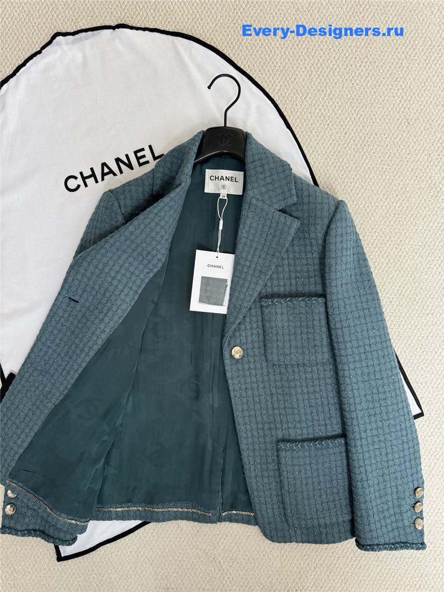 Ch**el green tweed braided blazer