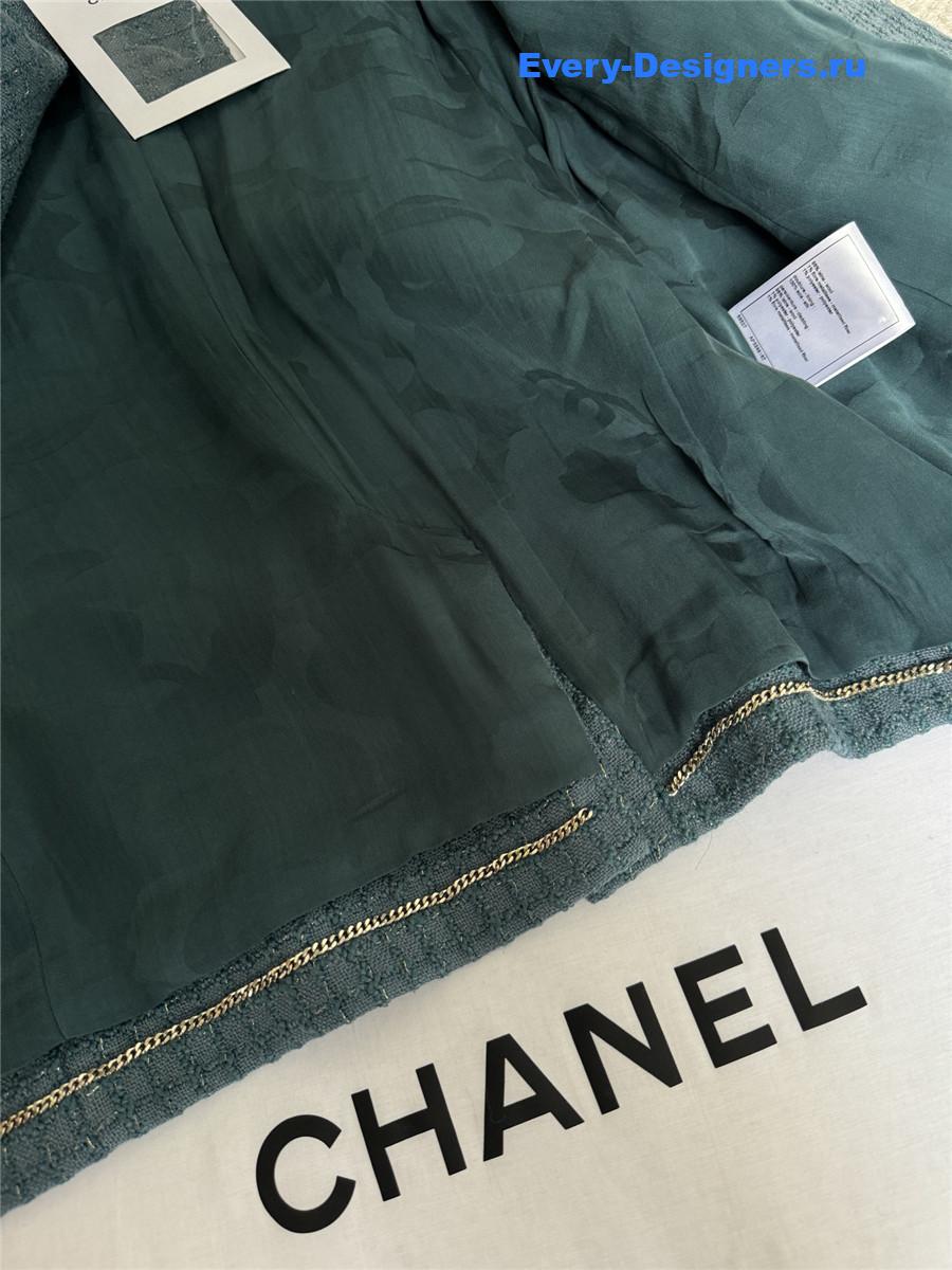 Ch**el green tweed braided blazer