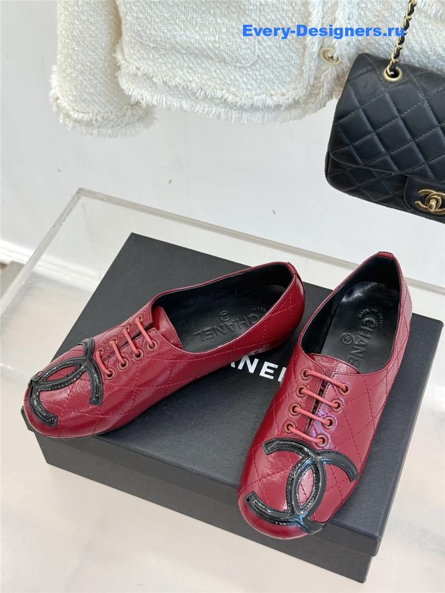 Ch**el burgundy leather ballet flats
