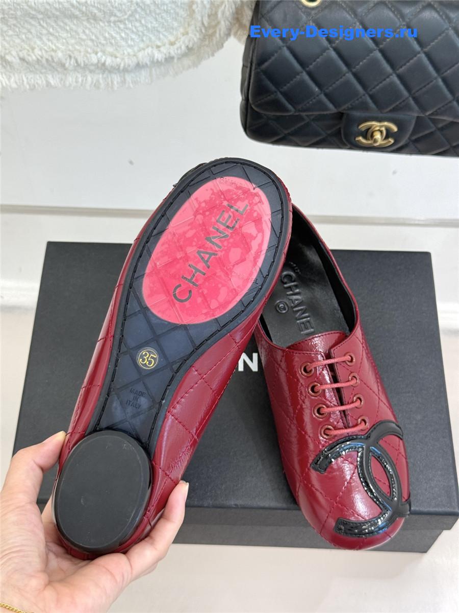 Ch**el burgundy leather ballet flats