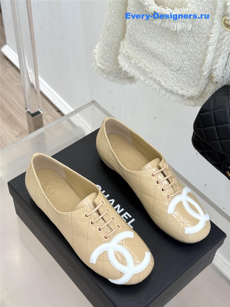 Ch**el beige leather ballet flats