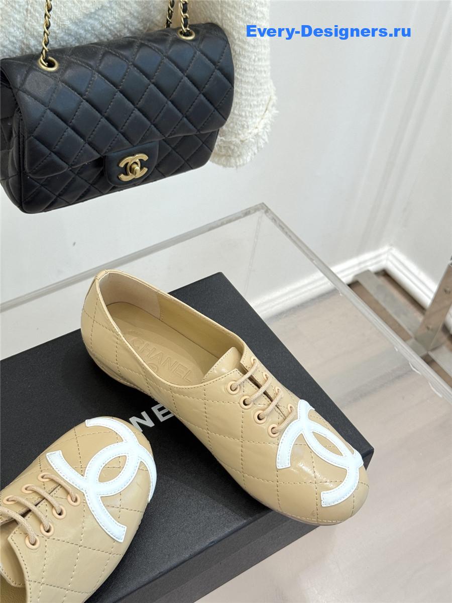 Ch**el beige leather ballet flats