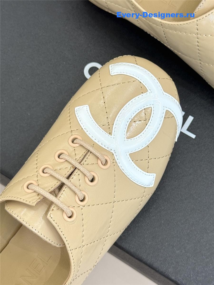 Ch**el beige leather ballet flats