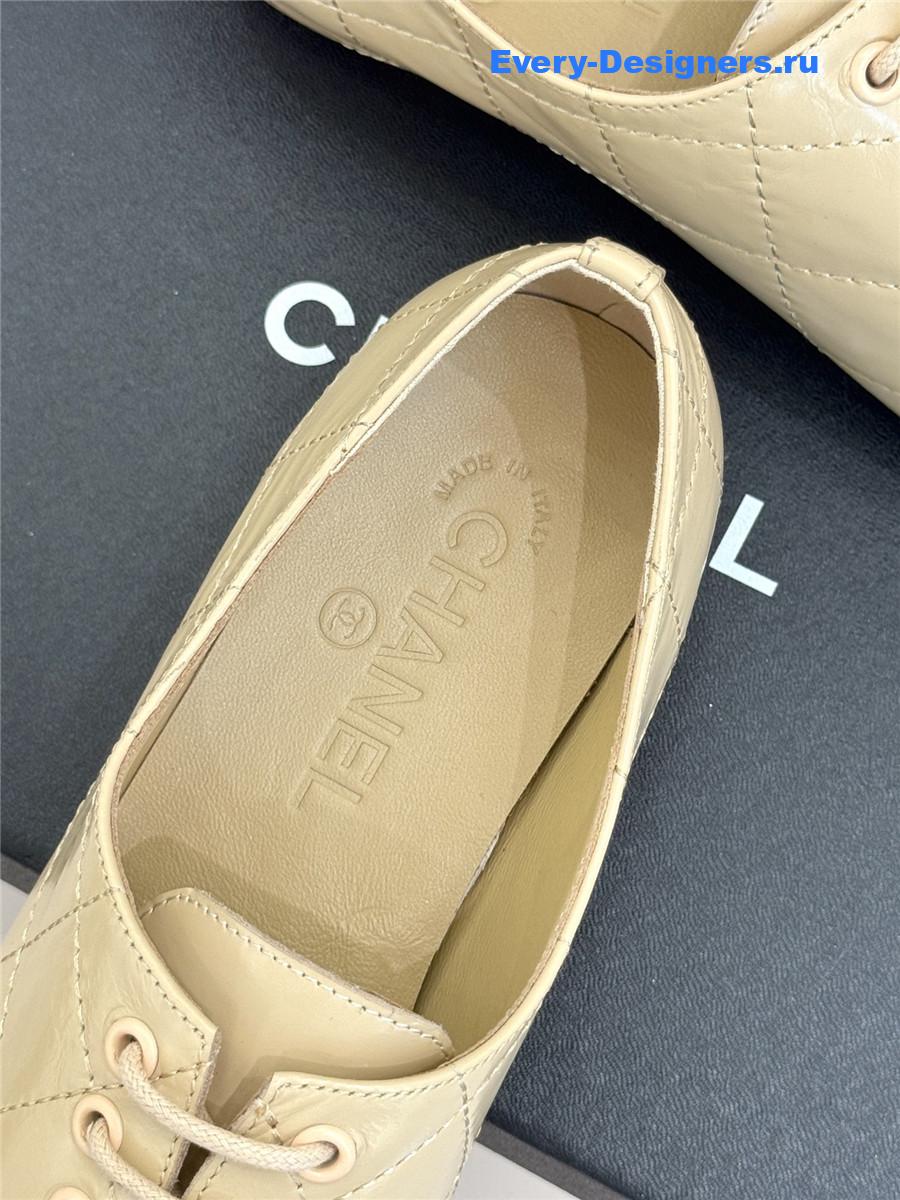 Ch**el beige leather ballet flats