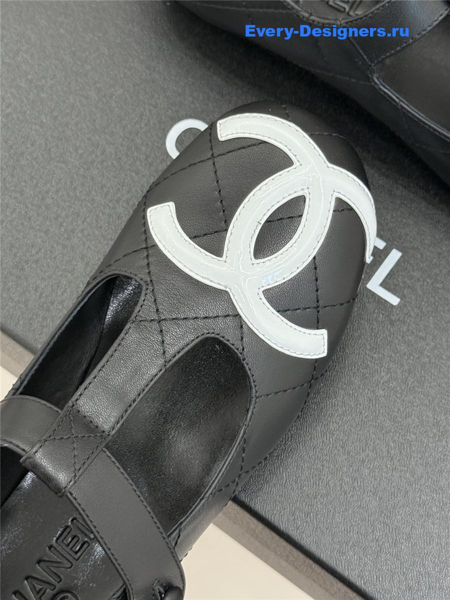 Ch**el classic black cc t-strap ballet mary jane flats
