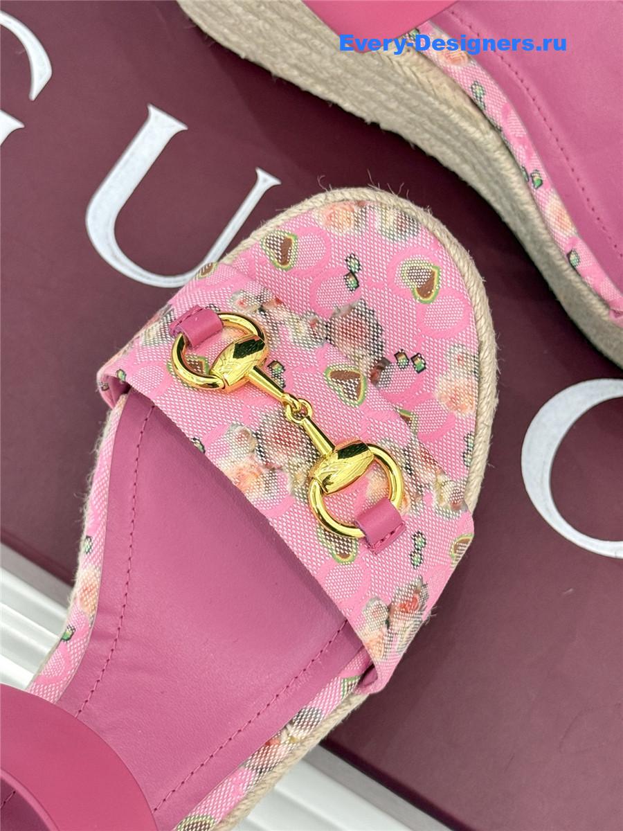 Gvc*1 pink horsebit gg platform espadrille sandals