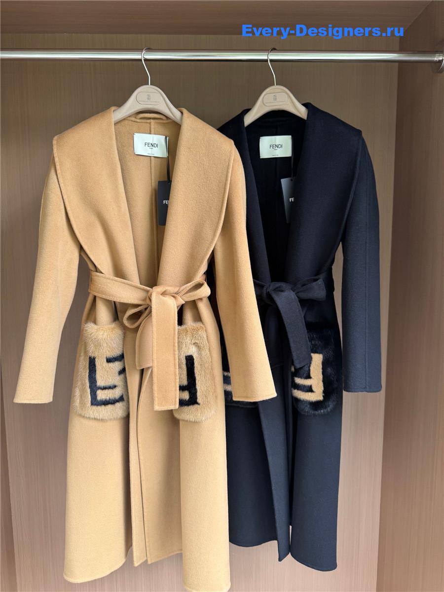 F**di black cashmere coat