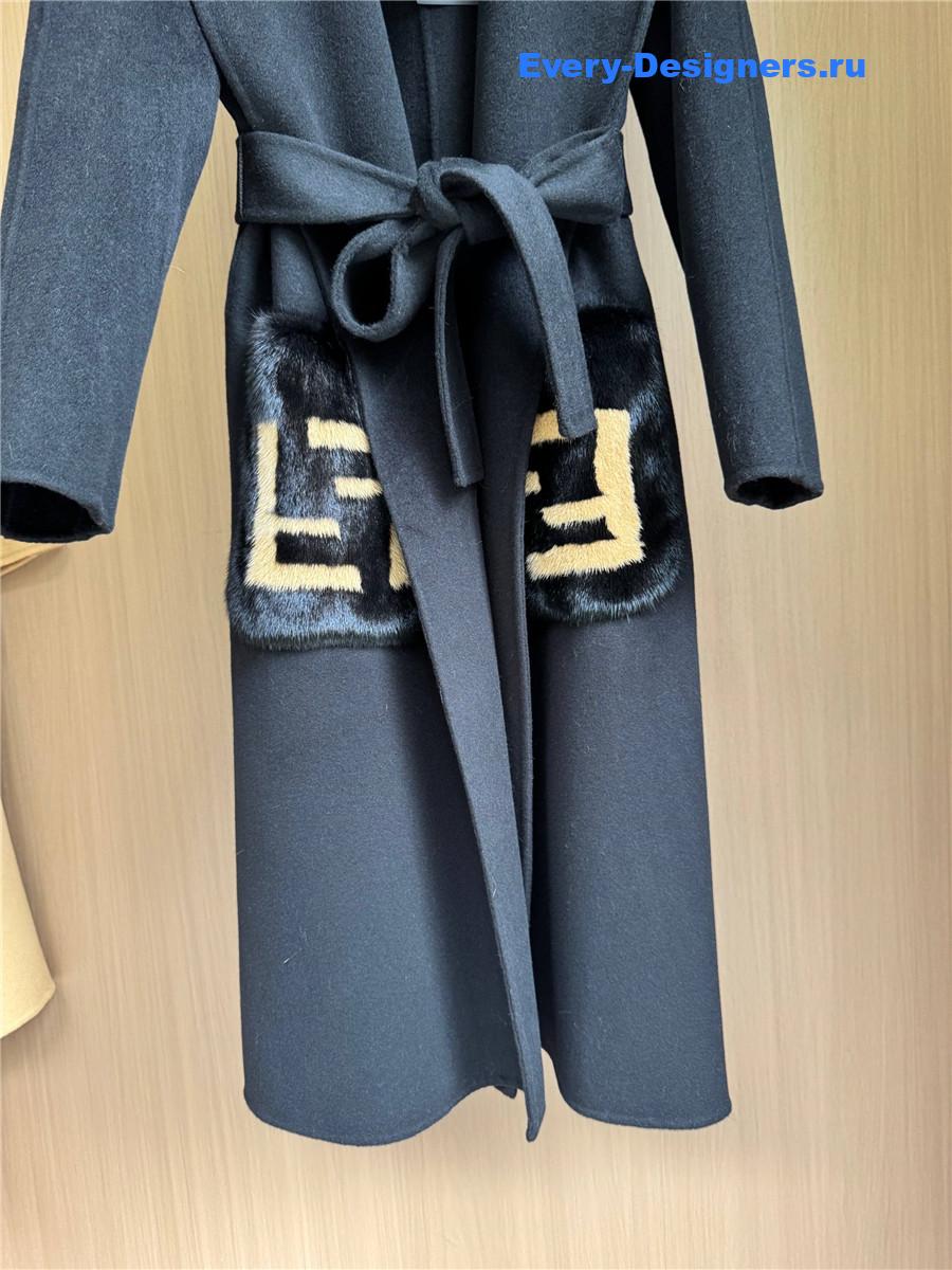 F**di black cashmere coat