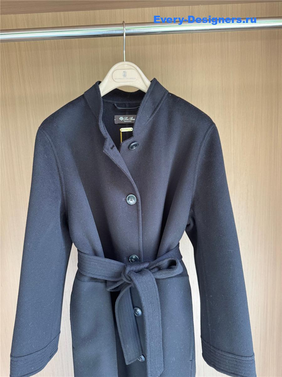 L0r0 P1ana black stand collar cashmere coat