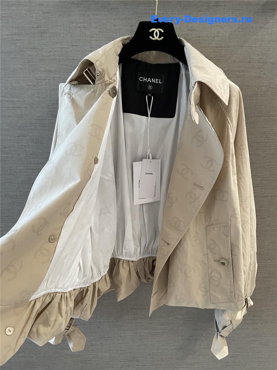 Ch**el neutrals cc logo trench coat