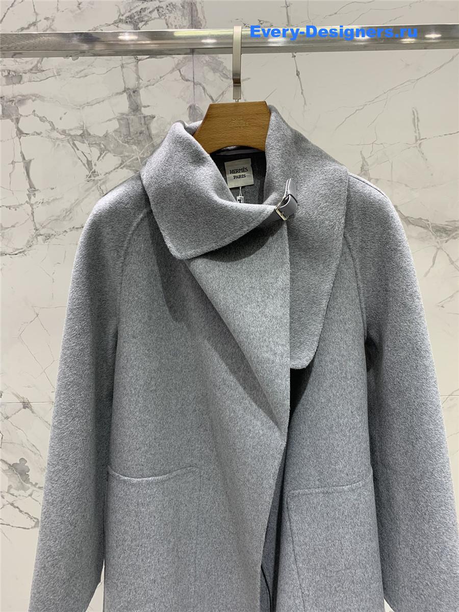 H**me5 stand collar cashmere grey coat