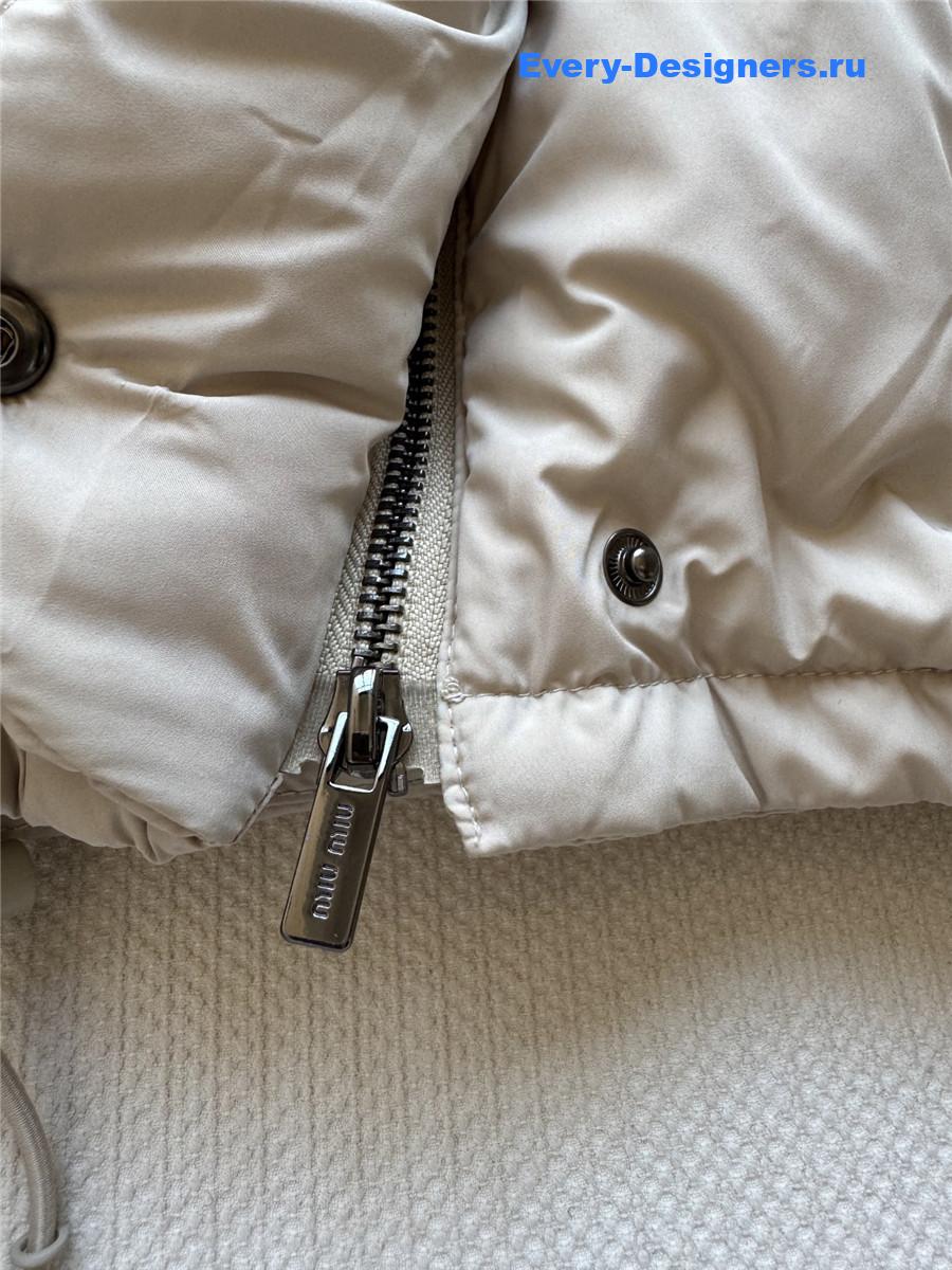 Miu Miu Sand Beige Technical Pongé Down Jacket