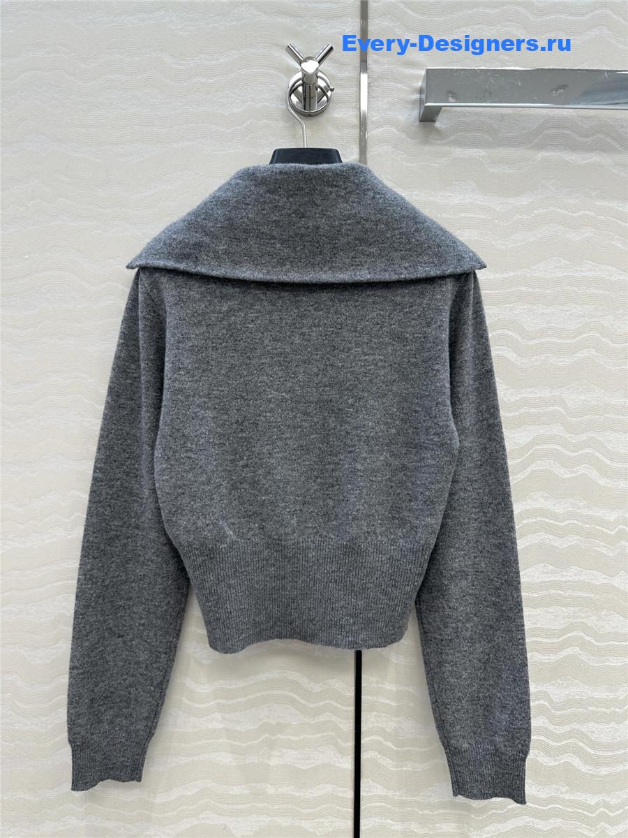 Miu Miu Slate Gray Cashmere Half-zipper Sweater