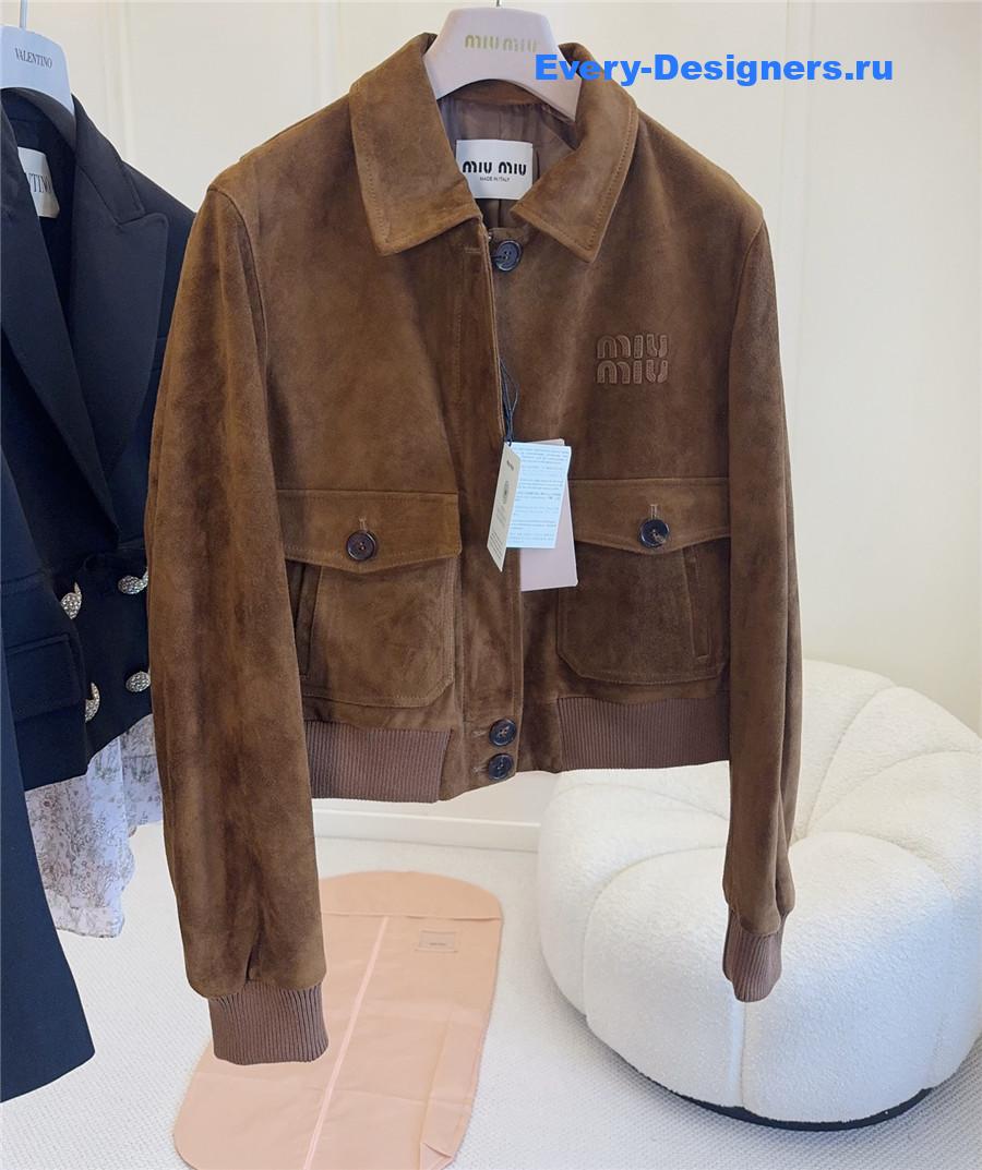 Miu Miu Cinnamon Suede Blouson Jacket