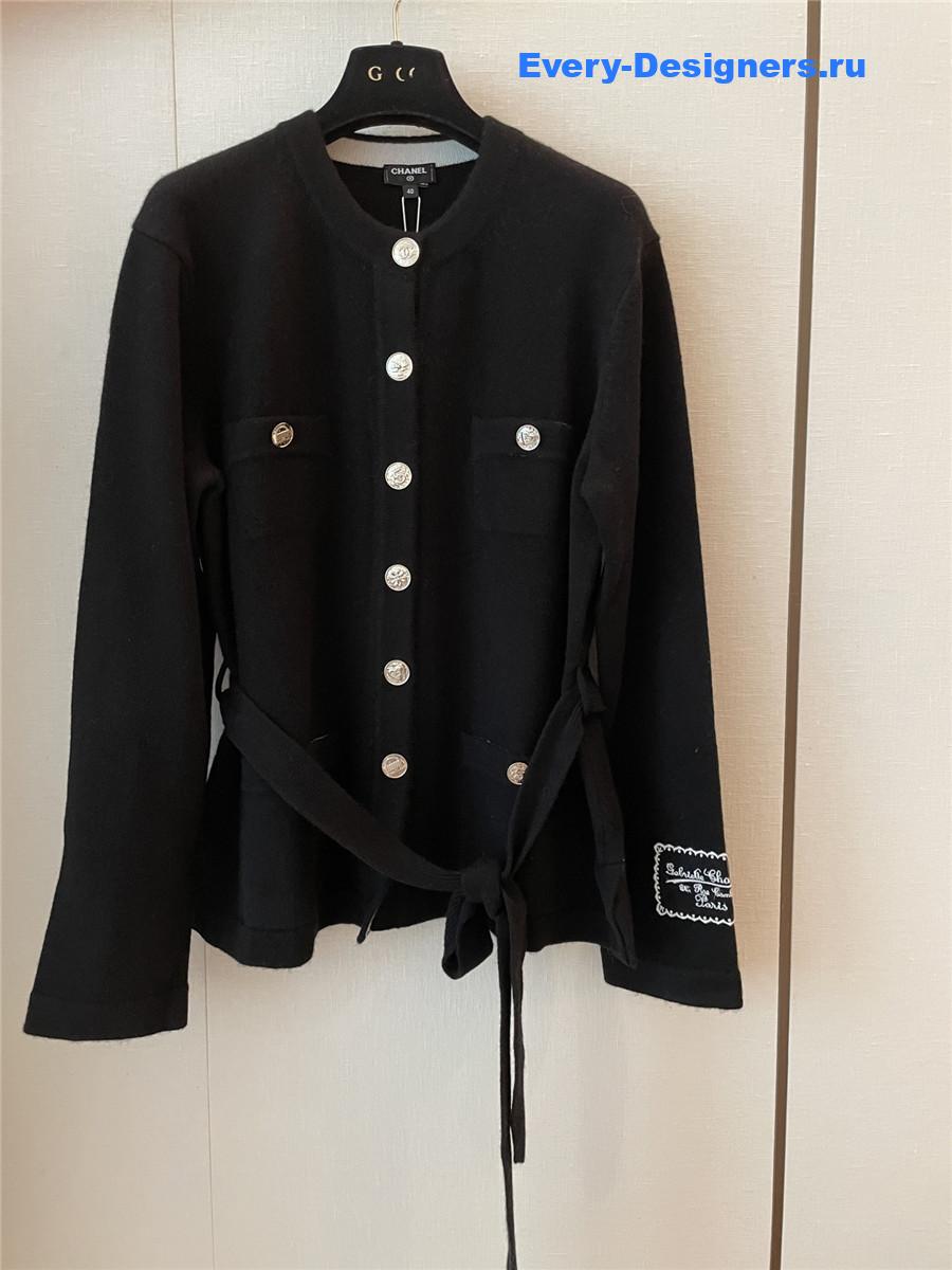 Ch**el black belted cashmere cardigan