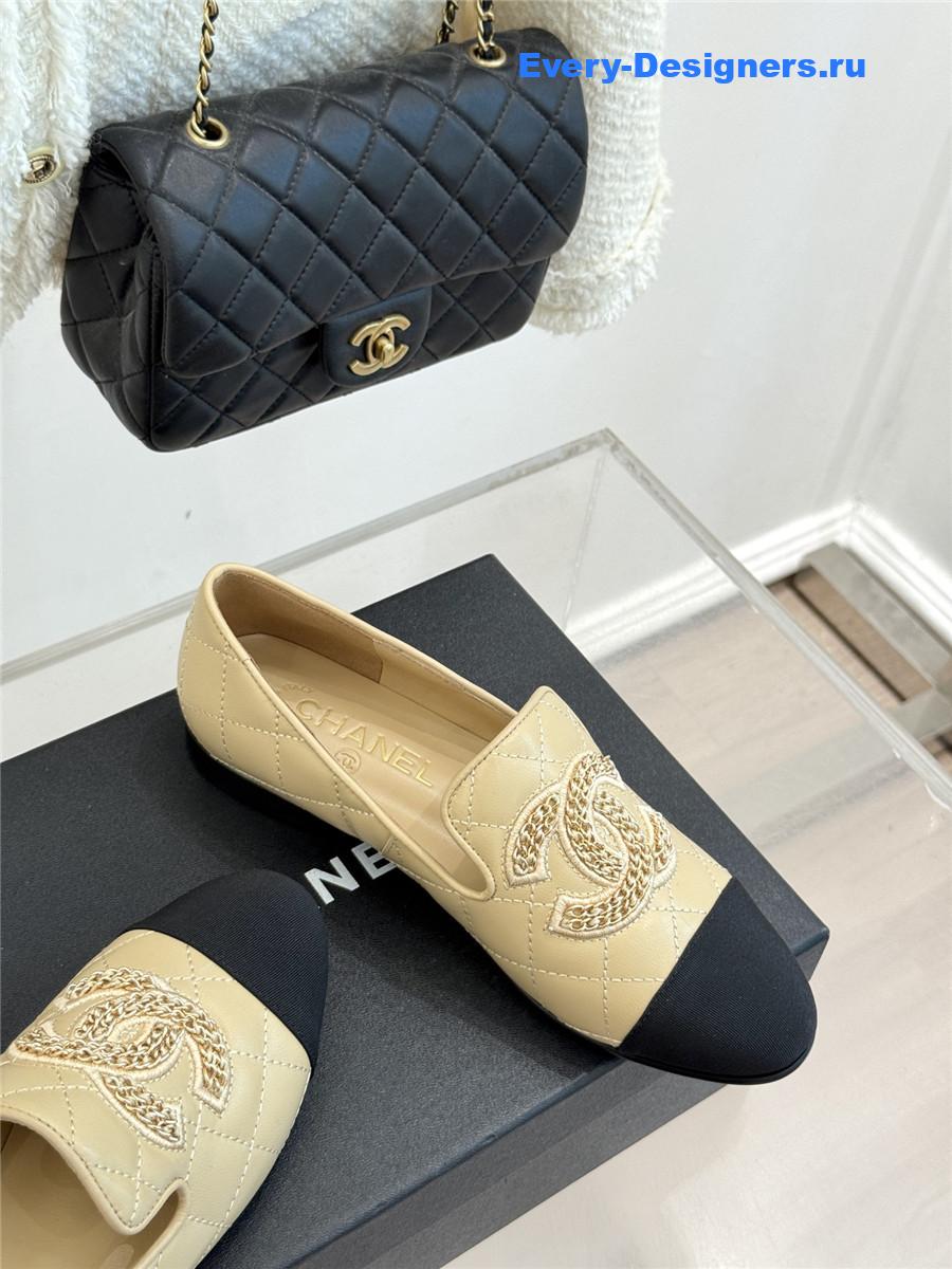 ch**el cc chain D1am0nd beige loafers