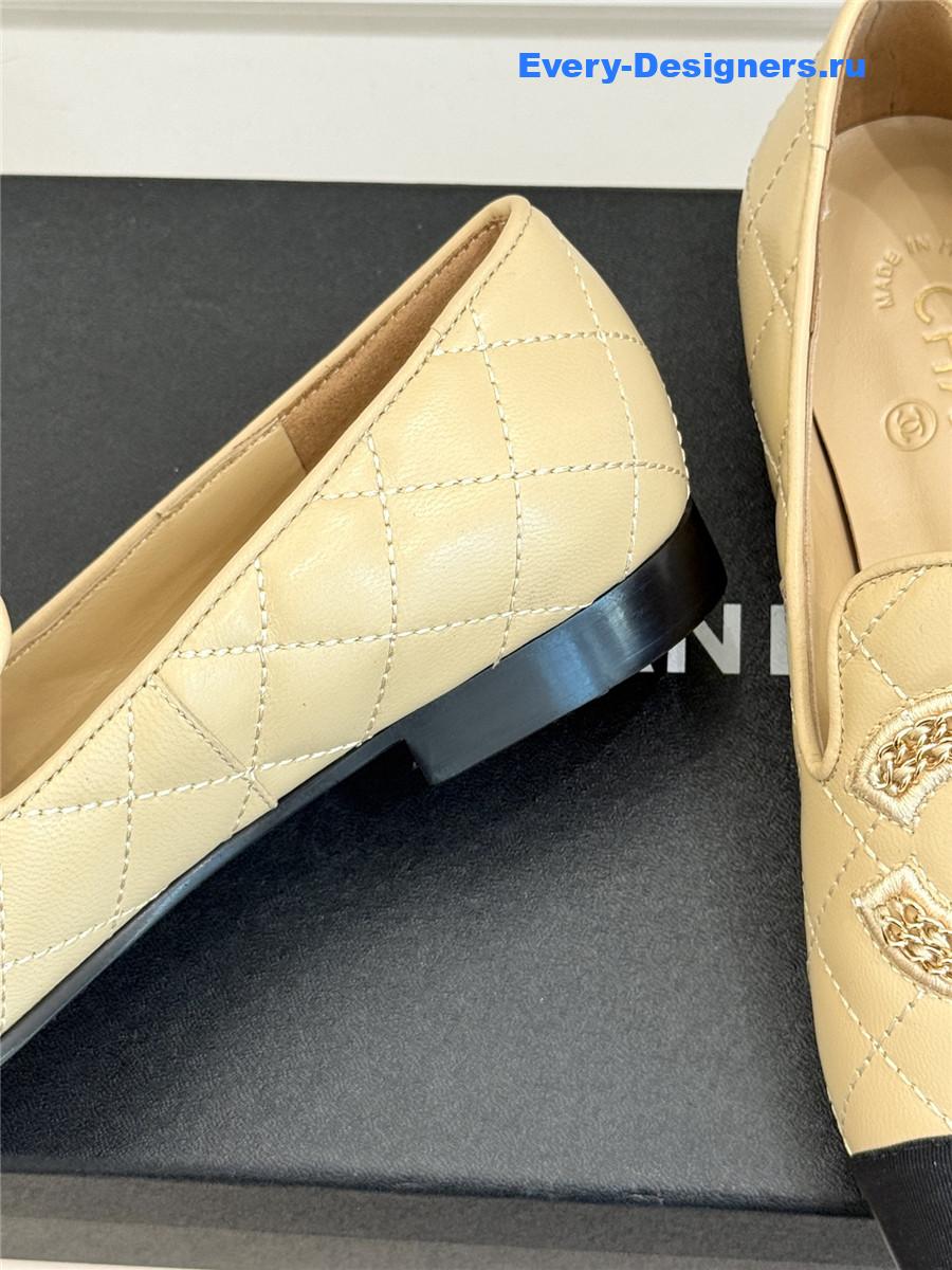 ch**el cc chain D1am0nd beige loafers