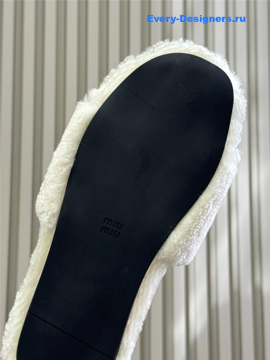Miu Miu Beige Wool Slippers