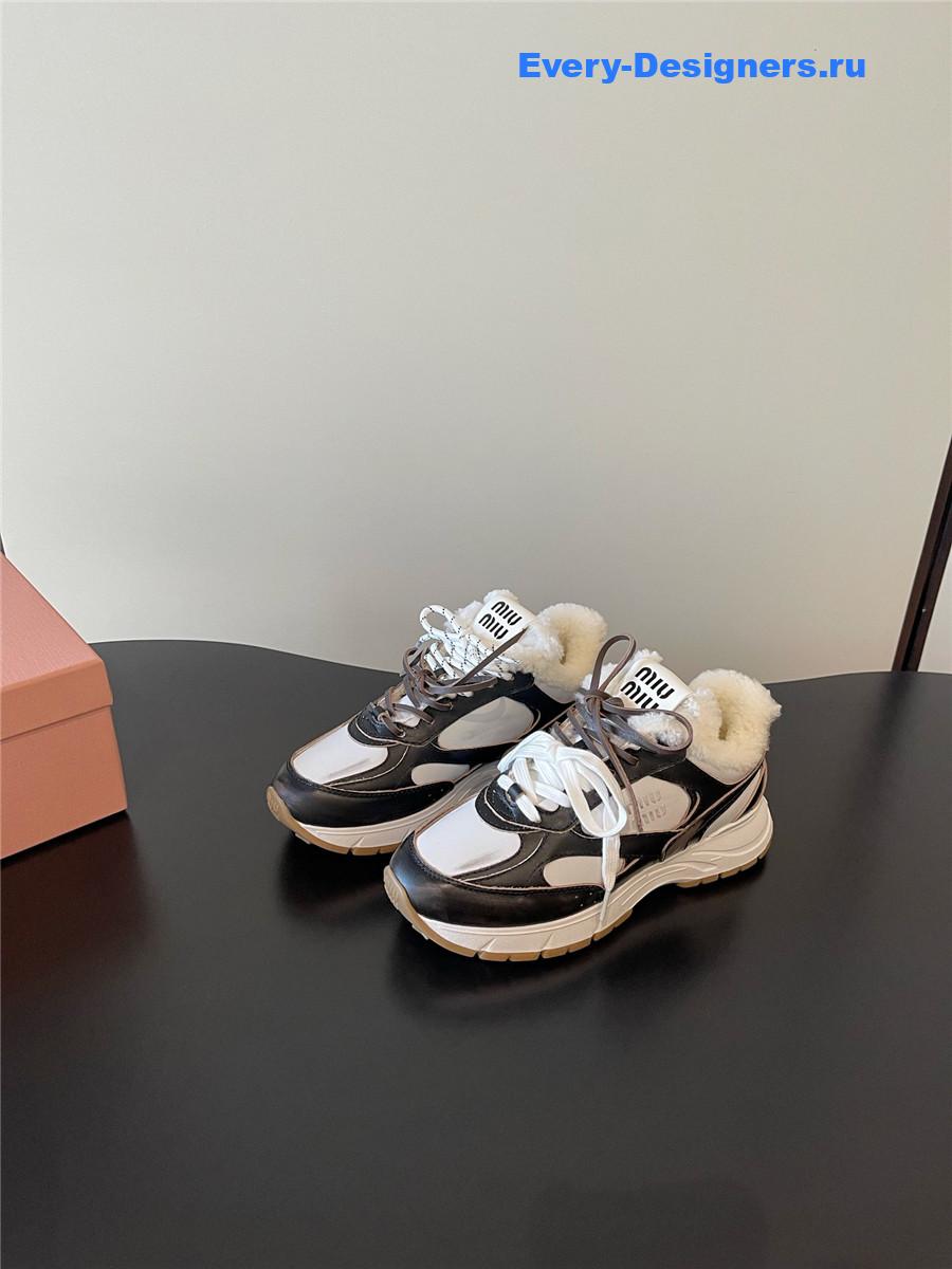Miu Miu Platform Wool Sneakers