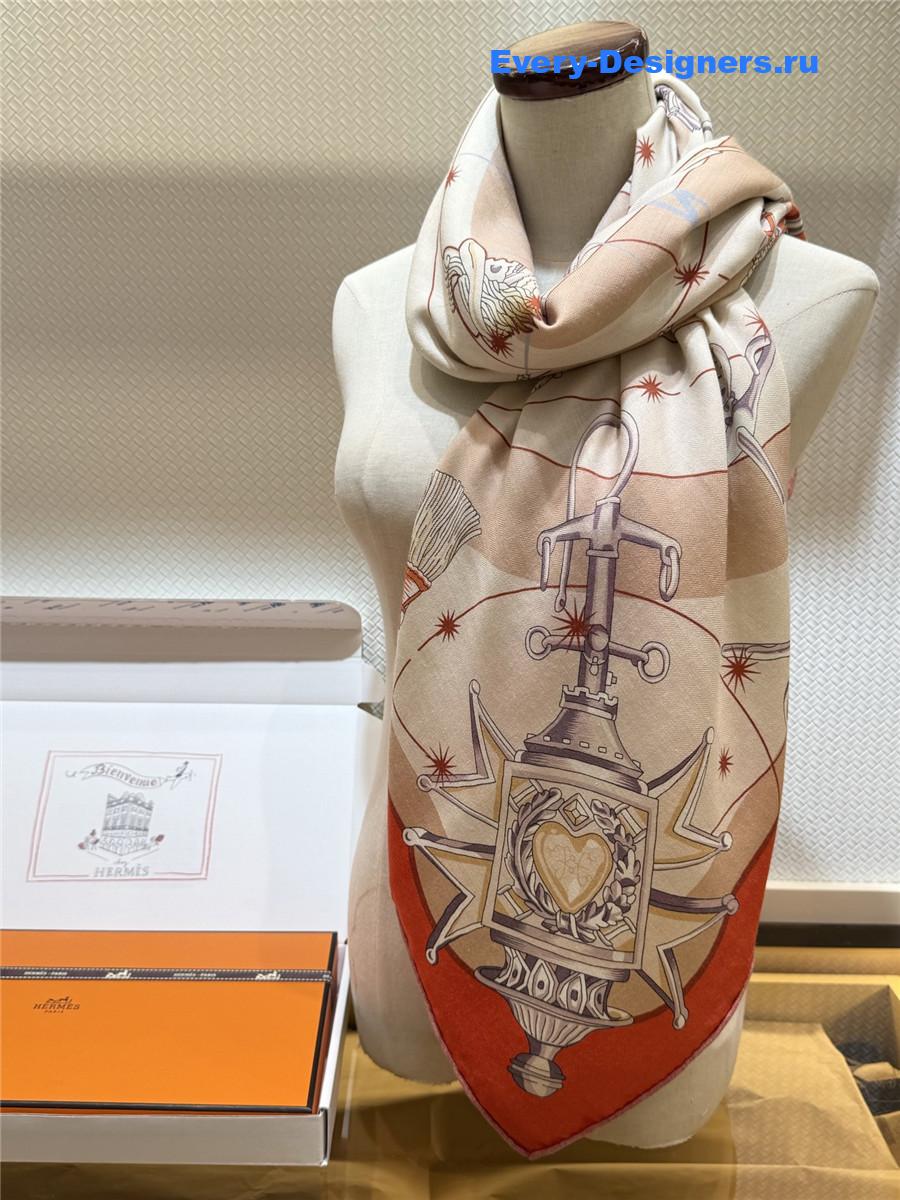H**me5 orange cashmere silk scarf
