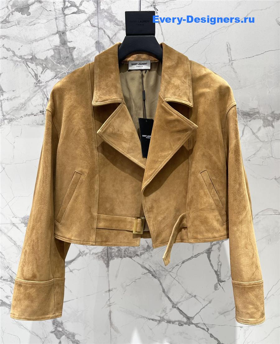 Sa1nt Lau*nt brown fringed sheepskin suede jacket
