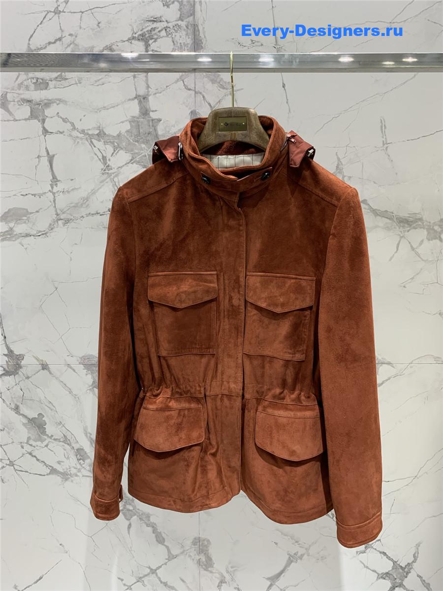 L0r0 P1ana iconic mini suede traveler coat