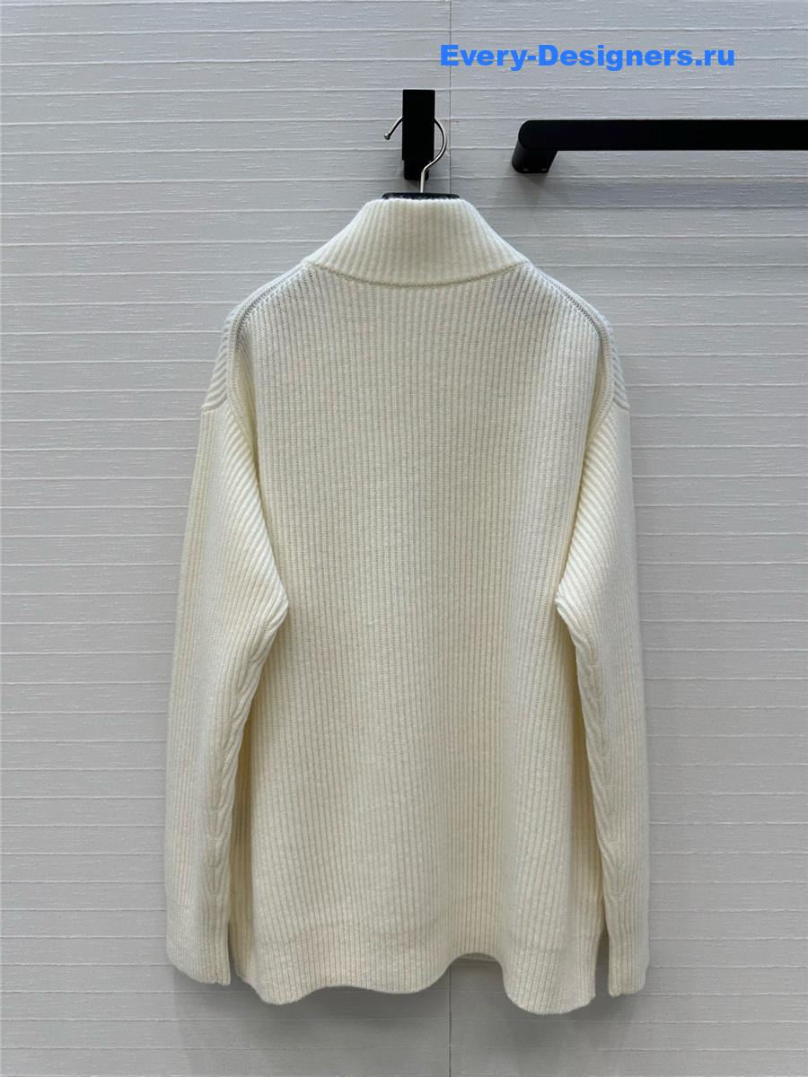 H**me5 cardigan zip winter white sweater