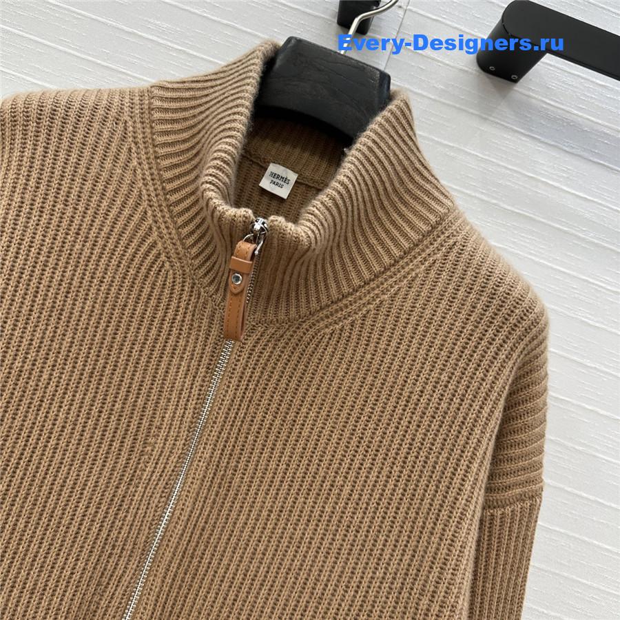 H**me5 cardigan zip winter brown sweater