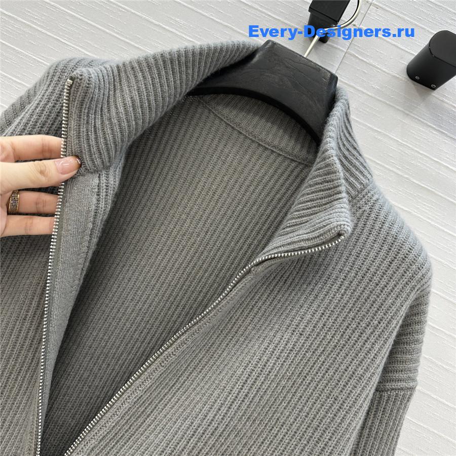H**me5 cardigan zip winter grey sweater