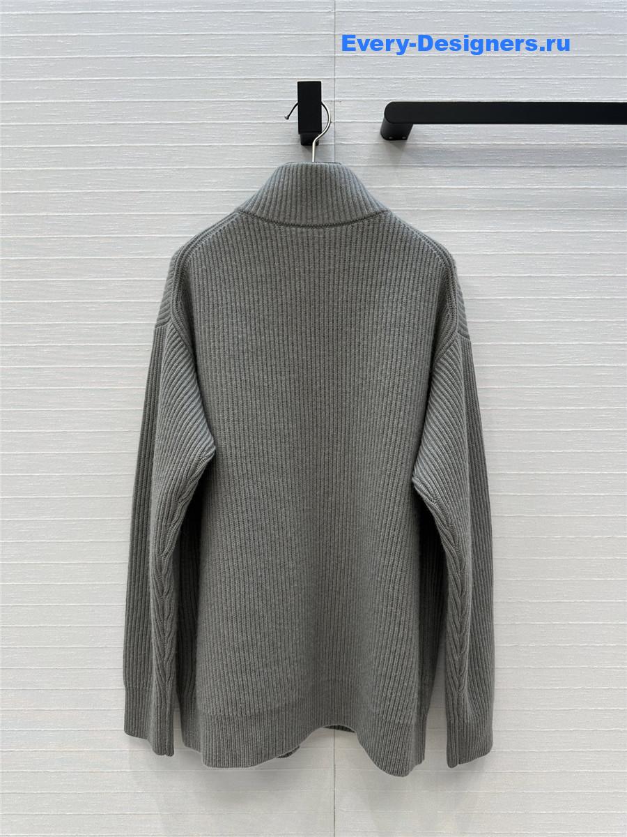 H**me5 cardigan zip winter grey sweater
