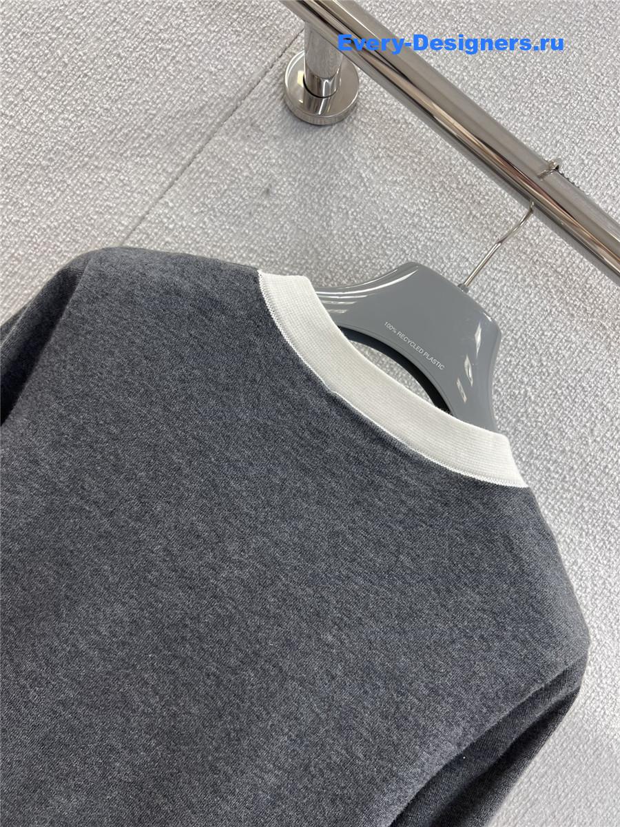Pra*a grey/white v-neck cotton cardigan