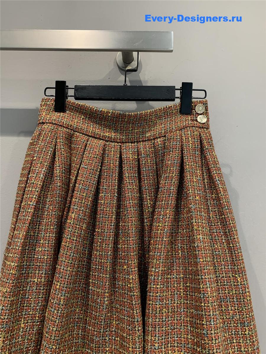 Ch**el vintage check tweed skirt