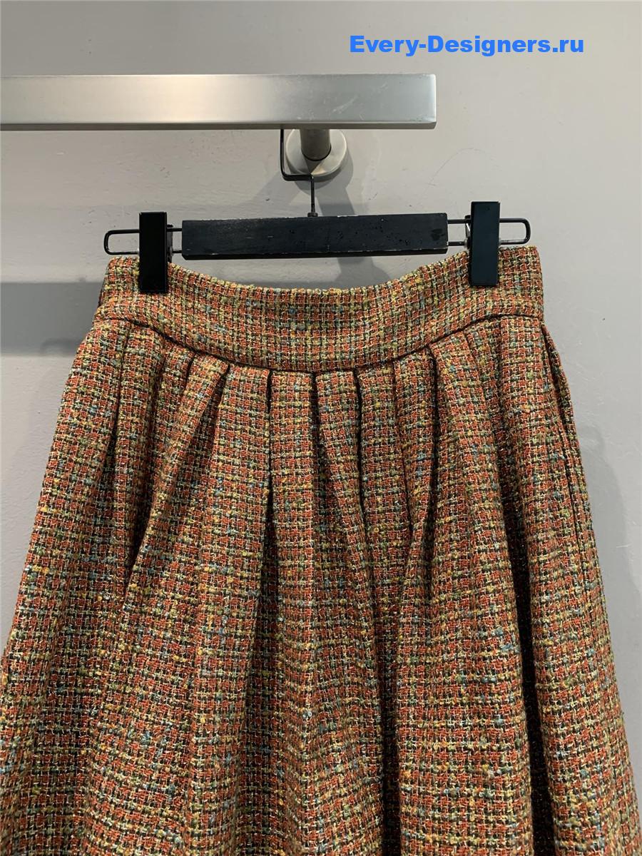 Ch**el vintage check tweed skirt