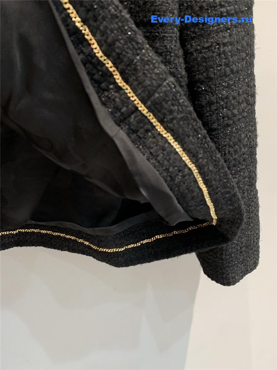 Ch**el black tweed hooded jacket