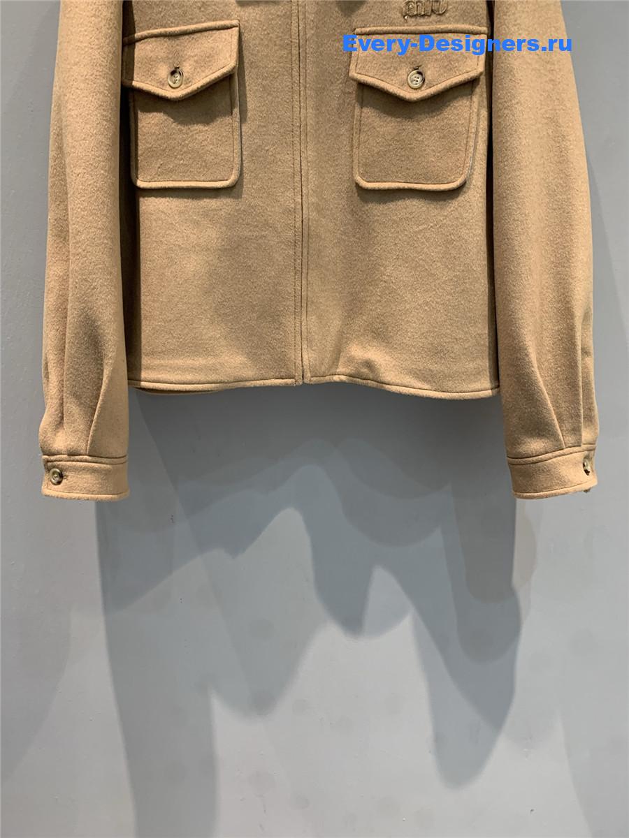 Miu Miu Camel Brown Bonded Camel Hair Blouson Jacket