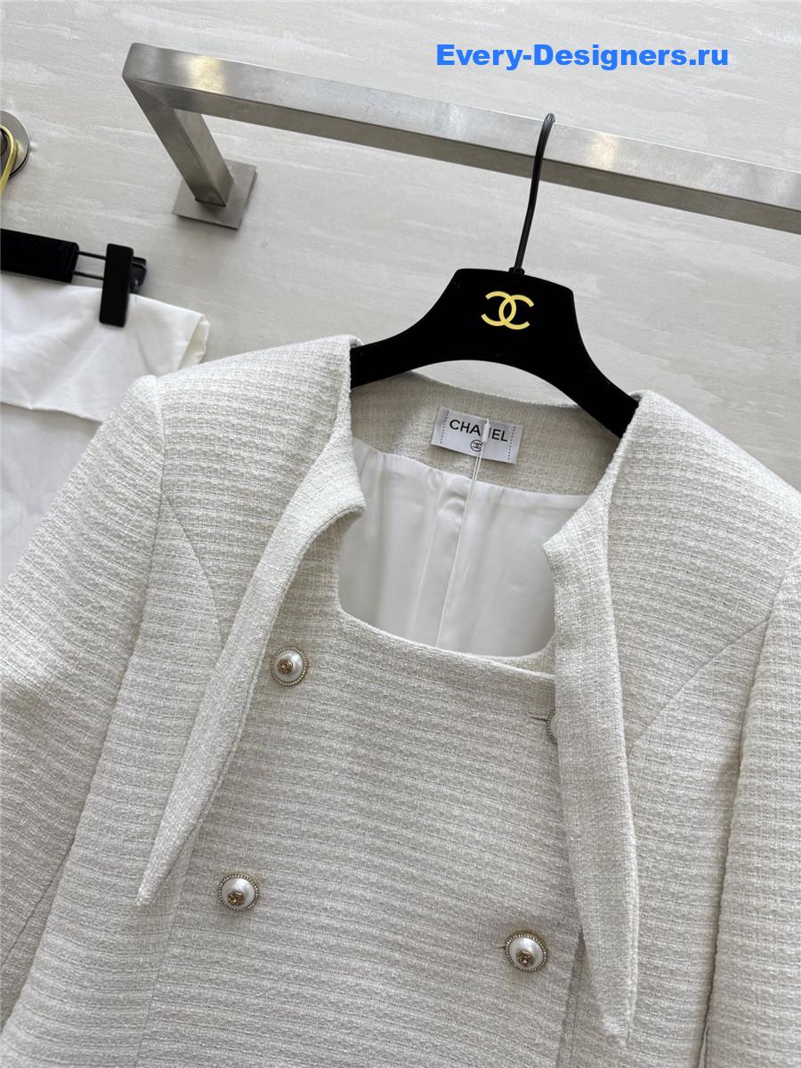 Ch**el lace-up wool-woven soft tweed coat