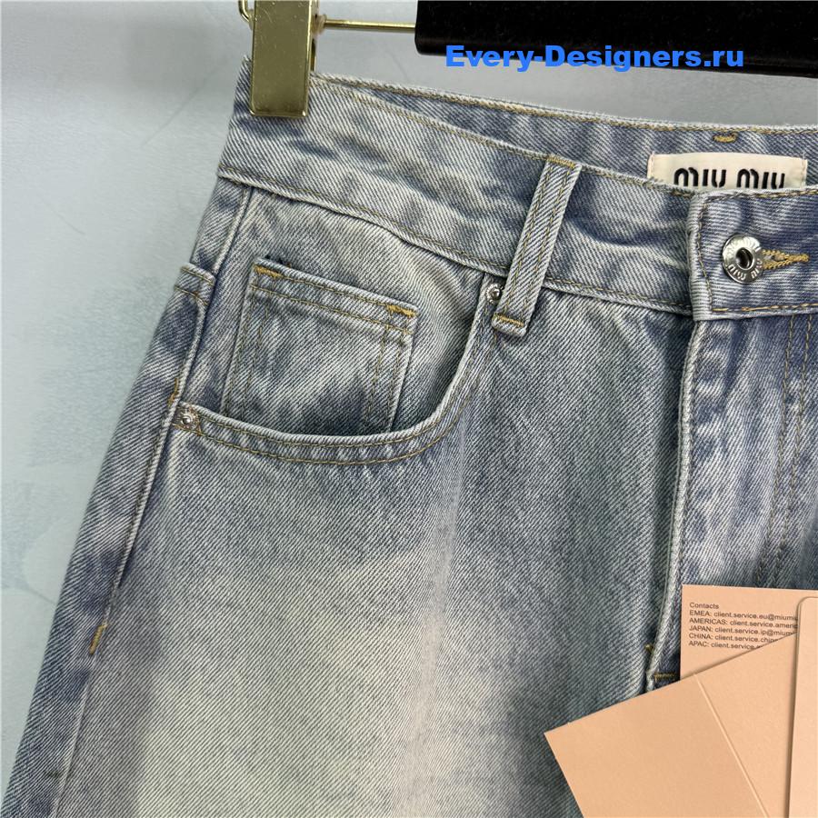 Miu Miu Badge Scimitar Wide-leg Jeans