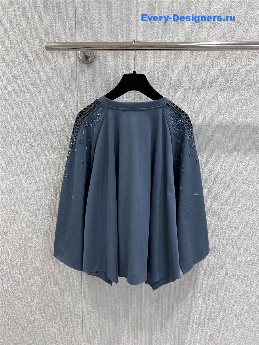 Ch**el logo beaded light blue cutout top