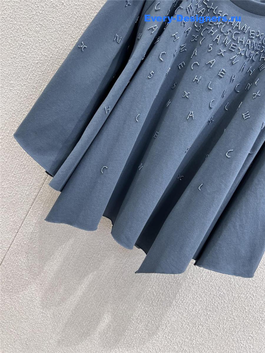 Ch**el logo beaded light blue cutout top