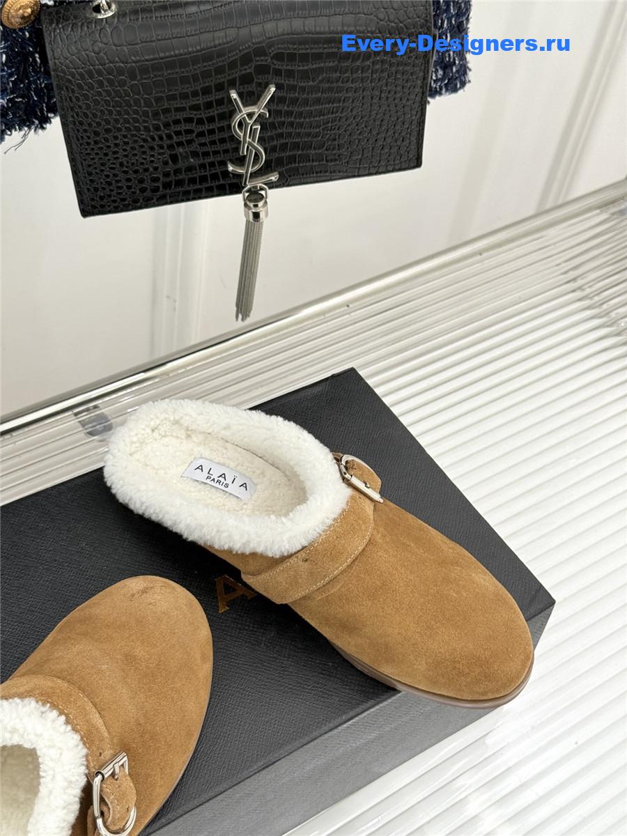 Alaia Brown Chrystie Shearling Mule
