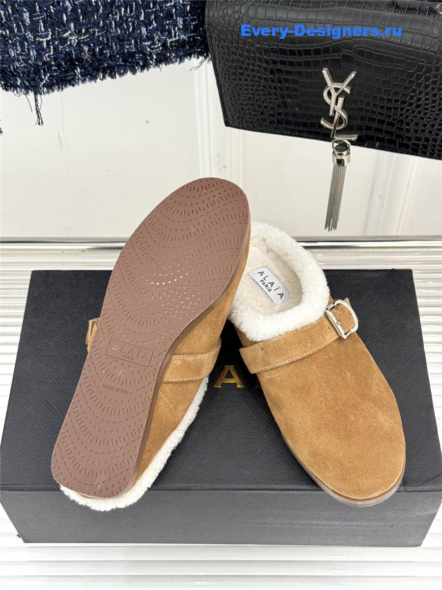 Alaia Brown Chrystie Shearling Mule