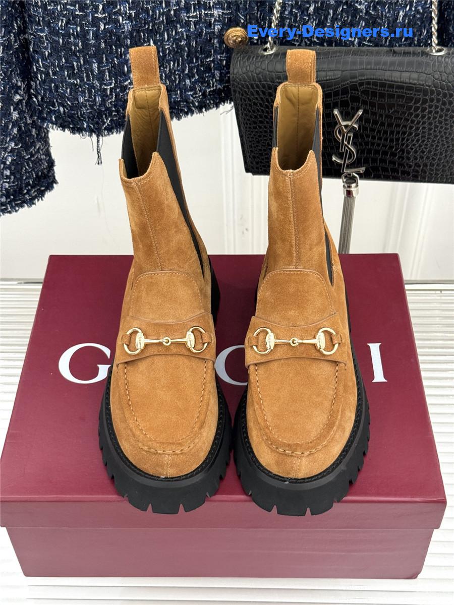 Gvc*1 brown horsebit suede ankle boots